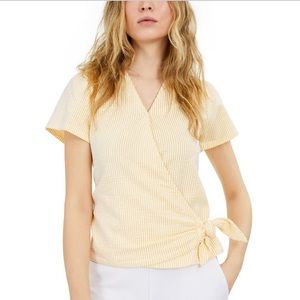Michael Kors Seersucker Tie Wrap Top